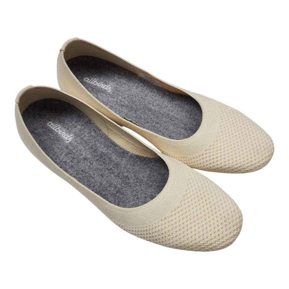 Allbirds Tree Breezers Size 9 Cream Beige Knit Ballet Flat Sustainable Comfort